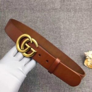 Replica Gucci Camarel Leather Belt With Double G Buckle 2