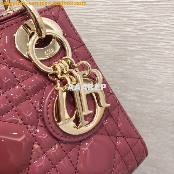 Replica Christian Dior Quilted Mallow Rose Patent Leather Lady Dior Ba 7