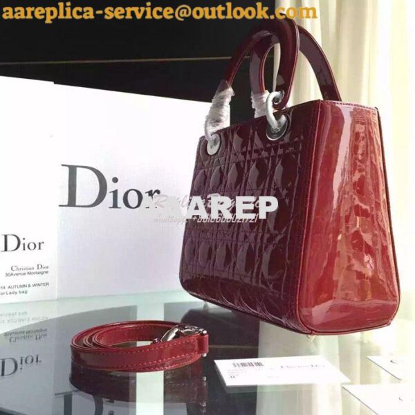 Replica Christian Dior Quilted Patent Leather Lady Dior Bag 12 12