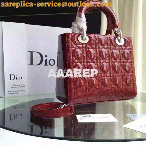 Replica Christian Dior Quilted Patent Leather Lady Dior Bag 12 13