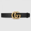 Replica Gucci Leather belt with crystal Double G buckle ‎Emerald Green 600630