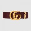 Replica Gucci Leather belt with Double G buckle 1.5" width