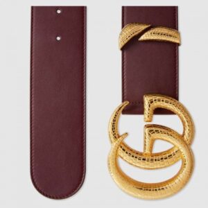 Replica Gucci Leather belt with Double G buckle 563696 2