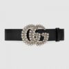 Replica Gucci Leather belt with lion head buckle 587800 2