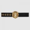 Replica Gucci Leather belt with lion head buckle 587800