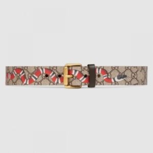 Replica Gucci Kingsnake Print GG Supreme Belt With Square Buckle 2