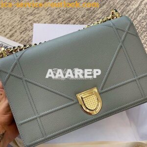 Replica Dior "Diorama" Flap in Grainy Calfskin with Large Cannage Moti 2