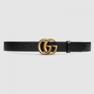 Replica Gucci Leather belt with Double G buckle 414516