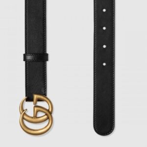 Replica Gucci Leather belt with Double G buckle 414516 2