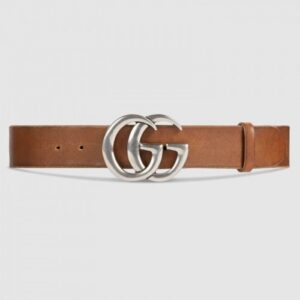 Replica Gucci Leather belt with Double G buckle cuir 406831