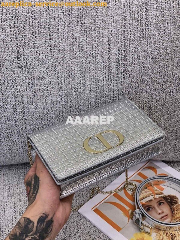 Replica Dior 30 Montaigne 2-in-1 Pouch in Metallic Silver Microcannage 7