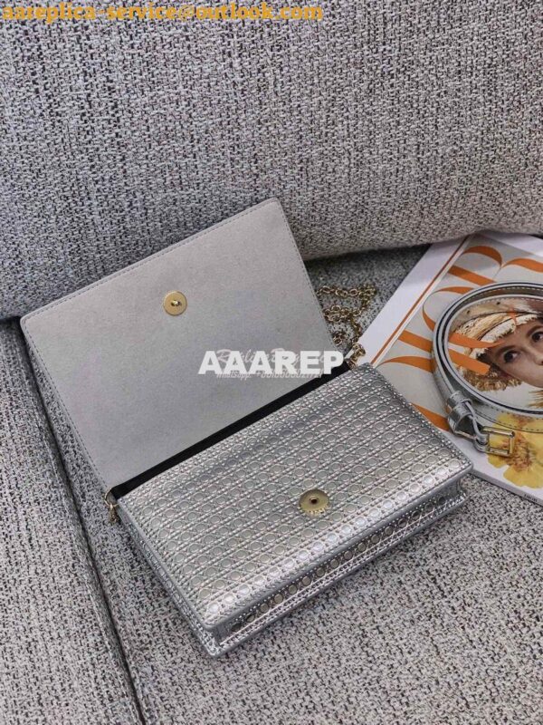 Replica Dior 30 Montaigne 2-in-1 Pouch in Metallic Silver Microcannage 9