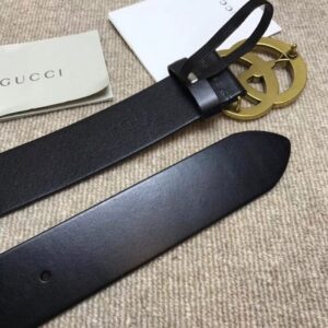 Replica Gucci Leather belt with Double G buckle with snake black 458949 2