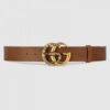 Replica Gucci Leather belt with Double G buckle with snake black 458949