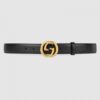 Replica Gucci Leather belt with interlocking G buckle Black 474347 2