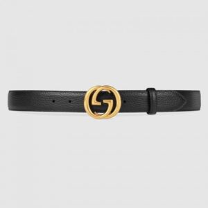 Replica Gucci Leather belt with interlocking G buckle 474345