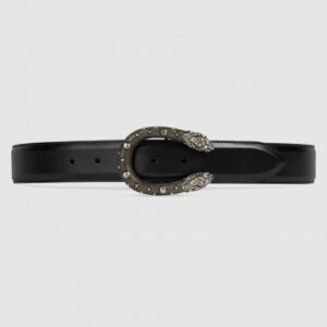 Replica Gucci Leather belt with tiger head buckle 451155