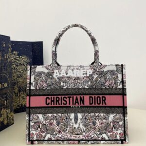 Replica Dior Book Tote bag in Pastel Pink and White Butterfly Around T 2