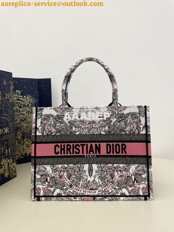 Replica Dior Book Tote bag in Pastel Pink and White Butterfly Around T 4