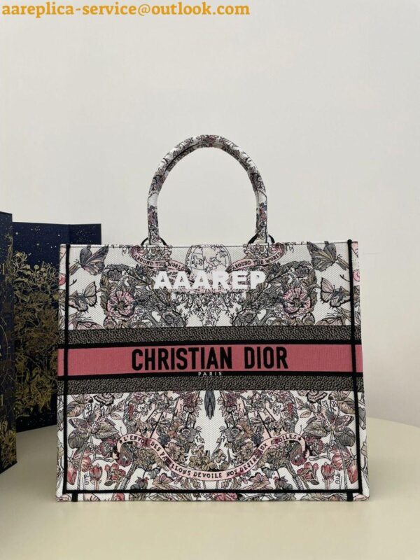 Replica Dior Book Tote bag in Pastel Pink and White Butterfly Around T 14