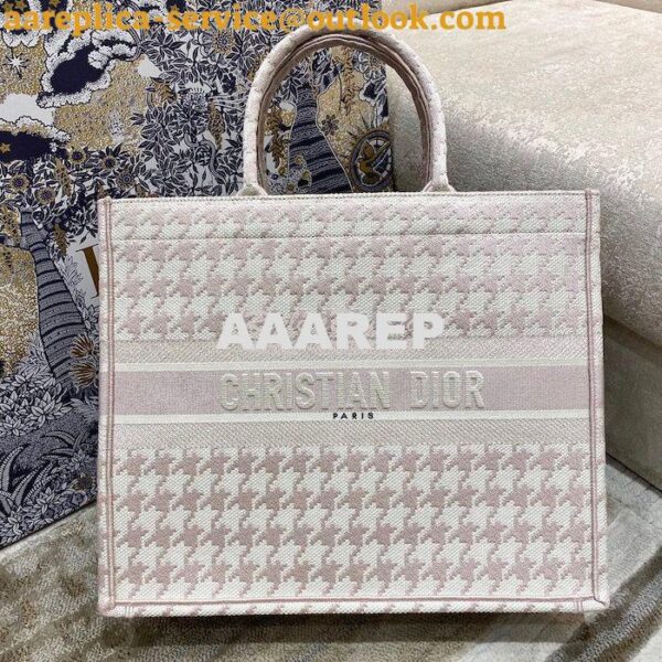 Replica Dior Book Tote bag in Rose Des Vents Houndstooth Embroidery 4