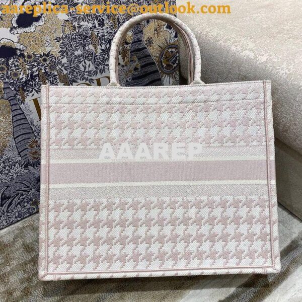 Replica Dior Book Tote bag in Rose Des Vents Houndstooth Embroidery 9