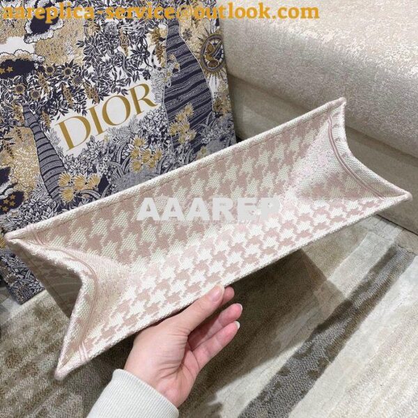 Replica Dior Book Tote bag in Rose Des Vents Houndstooth Embroidery 10