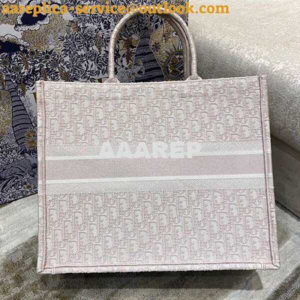 Replica Dior Book Tote bag in Rose Des Vents Oblique Embroidery 10