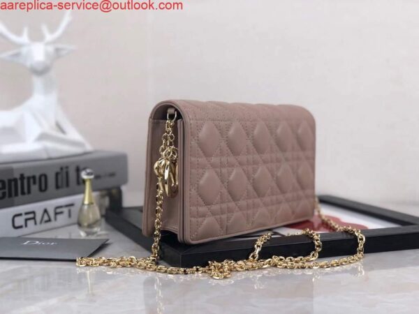 Replica Dior S0204 Lady Dior Pouch Ultramatte Cannage Calfskin Light Pink