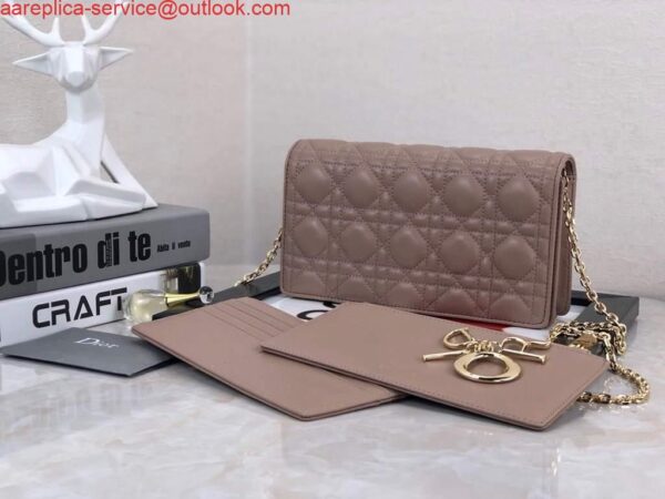 Replica Dior S0204 Lady Dior Pouch Ultramatte Cannage Calfskin Light Pink 2