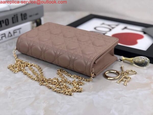Replica Dior S0204 Lady Dior Pouch Ultramatte Cannage Calfskin Light Pink 3