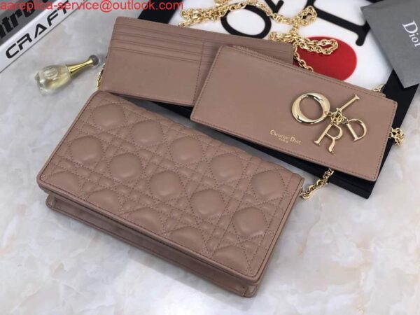 Replica Dior S0204 Lady Dior Pouch Ultramatte Cannage Calfskin Light Pink 4
