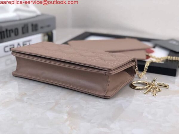 Replica Dior S0204 Lady Dior Pouch Ultramatte Cannage Calfskin Light Pink 5