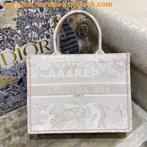 Replica Dior Book Tote bag in Rose Des Vents Toile de Jouy Embroidery 12