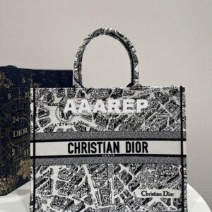 Replica Dior Book Tote bag in White and Black Plan de Paris Embroidery 2