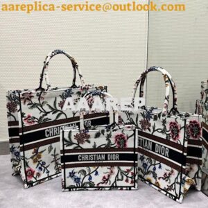 Replica Dior Book Tote bag in White Multicolor Dior Petites Fleurs Emb