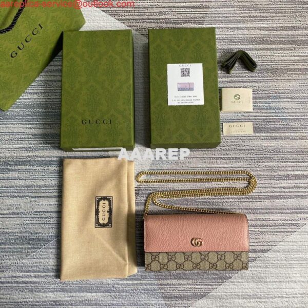 Replica Gucci 546585 GG Marmont Chain Wallet Pink 8