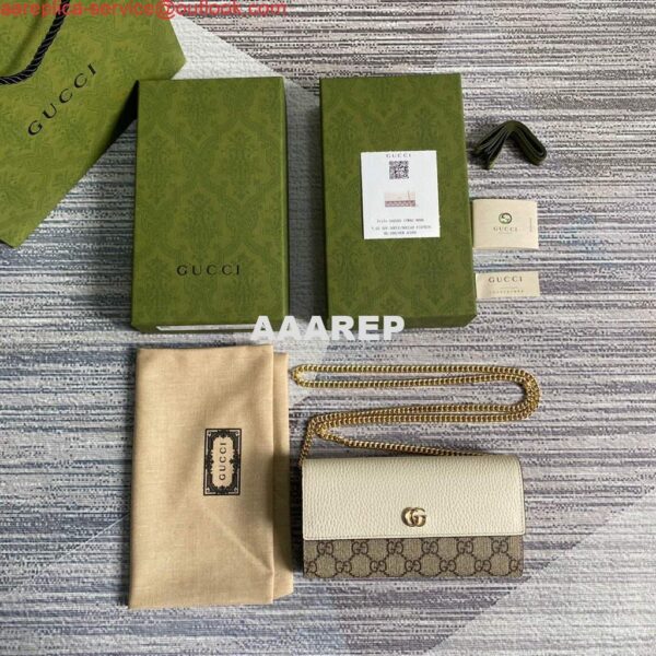 Replica Gucci 546585 GG Marmont Chain Wallet White 8