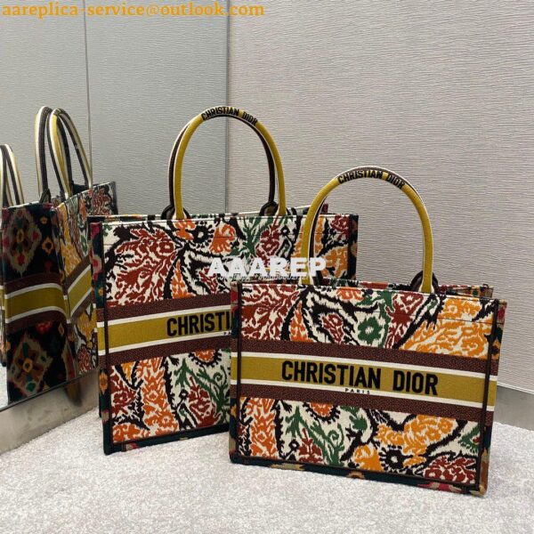 Replica Dior Book Tote bag in Yellow Multicolor Dior Paisley Embroider 3