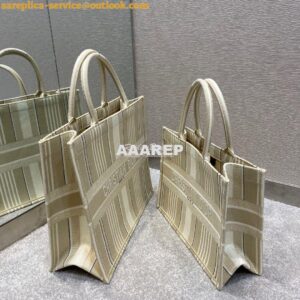 Replica Dior Book Tote Beige Stripes Embroidery Canvas Bag 2