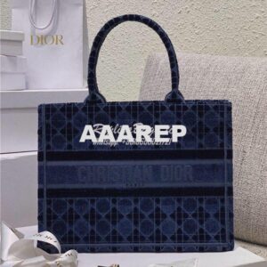 Replica Dior Book Tote Blue Cannage Embroidered Velvet M1286 2