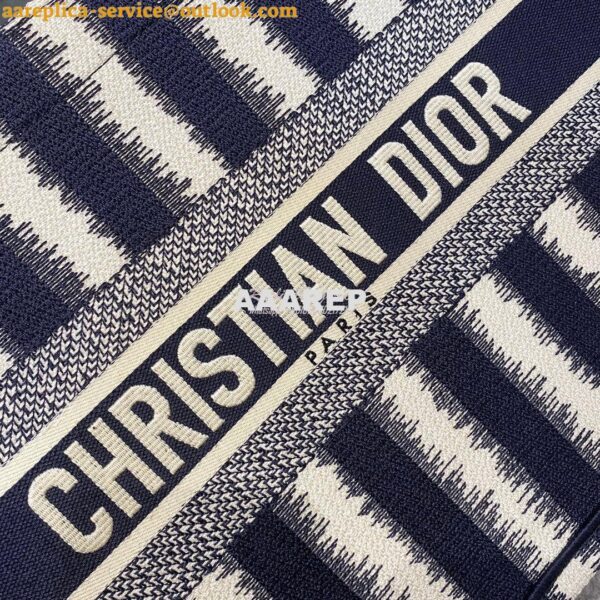 Replica Dior Book Tote Blue D-Stripes Embroidery Canvas Bag 11