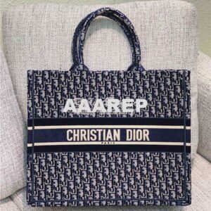 Replica Dior Book Tote Blue Dior Oblique Embroidered Velvet M1286