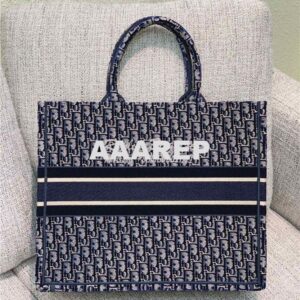 Replica Dior Book Tote Blue Dior Oblique Embroidered Velvet M1286 2