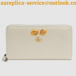 Replica Gucci White Leather Zip Around Wallet With Bow