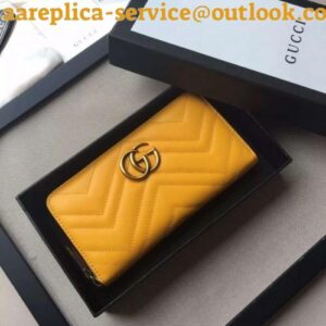 Replica Gucci Yellow GG Marmont Zip Around Wallet 2