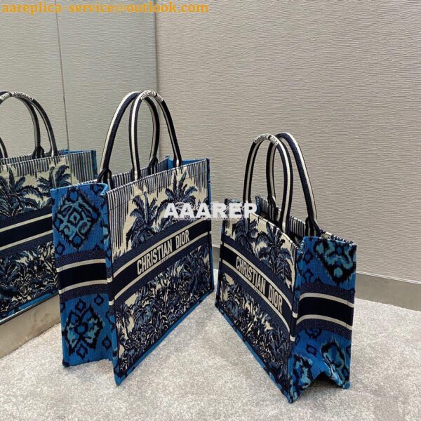 Replica Dior Book Tote Blue Dior Palms Embroidery Canvas Bag 4