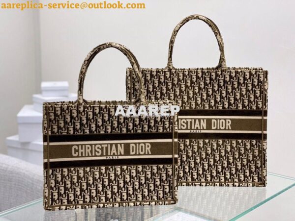 Replica Dior Book Tote Brown Cannage Embroidered Velvet M1286