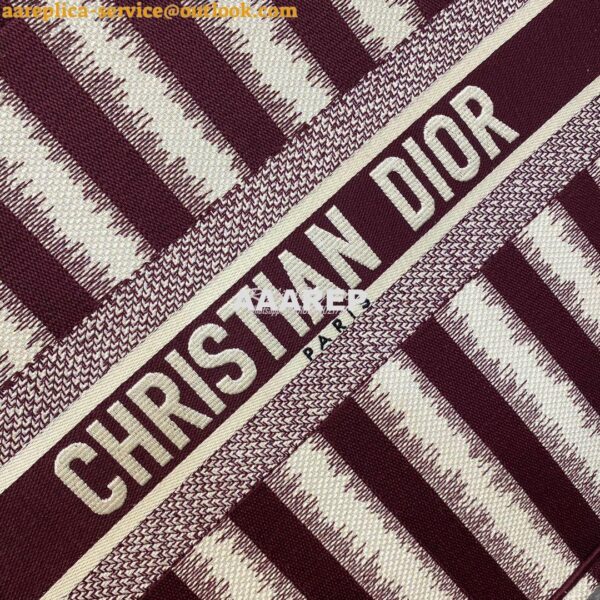 Replica Dior Book Tote Burgundy D-Stripes Embroidery Canvas Bag 4