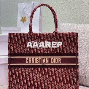 Replica Dior Book Tote Burgundy Dior Oblique Embroidered Velvet M1286